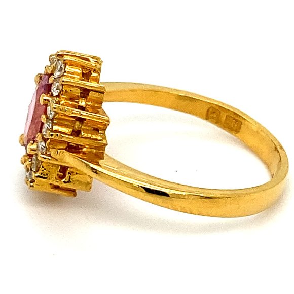 Certified Pink Spinel 1.01ct Diamonds 22K Ring - Picture 6 of 8